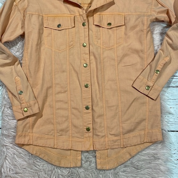 Pilcro Anthropologie Jacket Distressed Terry Shacket Utility Peach - Picture 9 of 10
